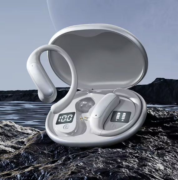 Digital Display Sports Earbuds – Bluetooth 5.4 Ear-Hook TWS with ENC, IPX4 & Hi-Fi Stereo Sound