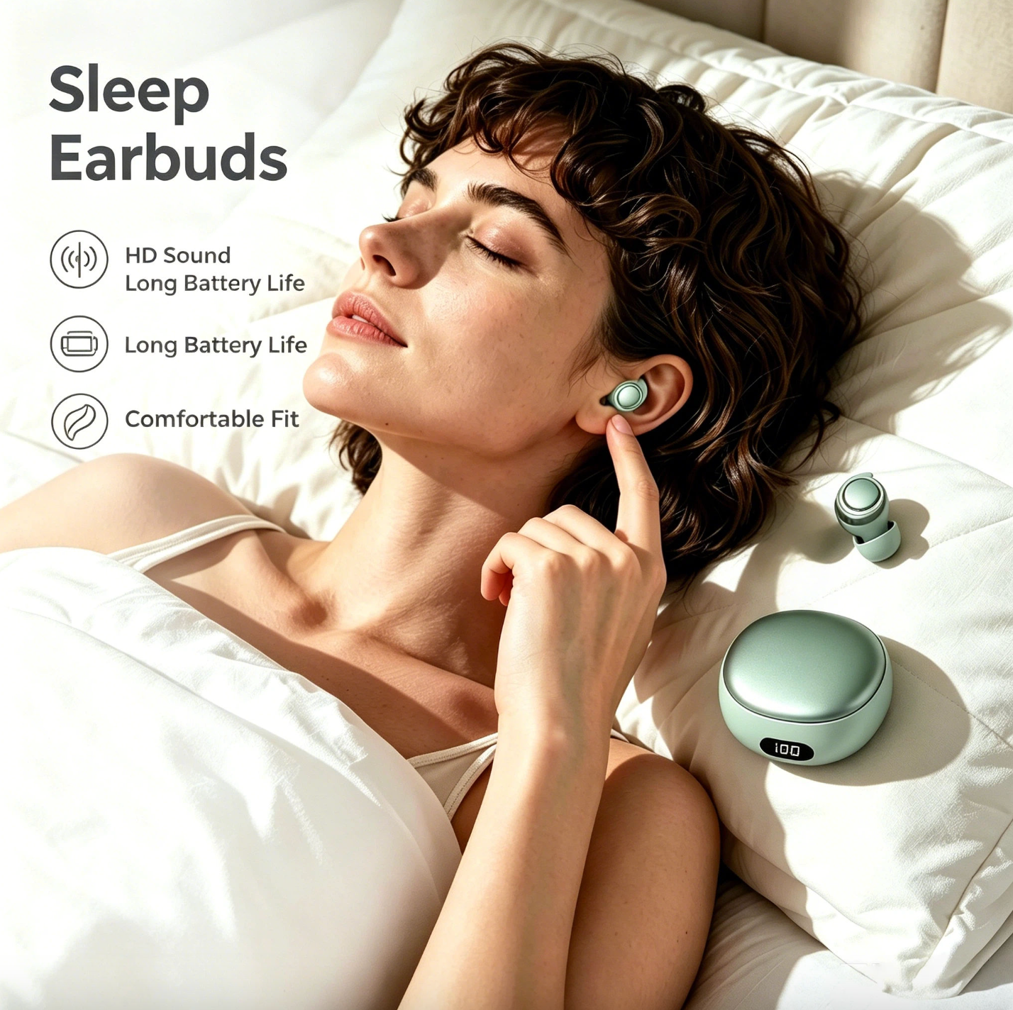 Mini TWS Sleep Earbuds – Wireless In-Ear Earphones with ANC & ENC, IPX5 Waterproof
